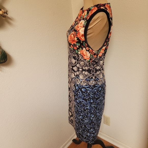 Boston Proper floral and paisley print sleeveless sheath dress. - Picture 4 of 6